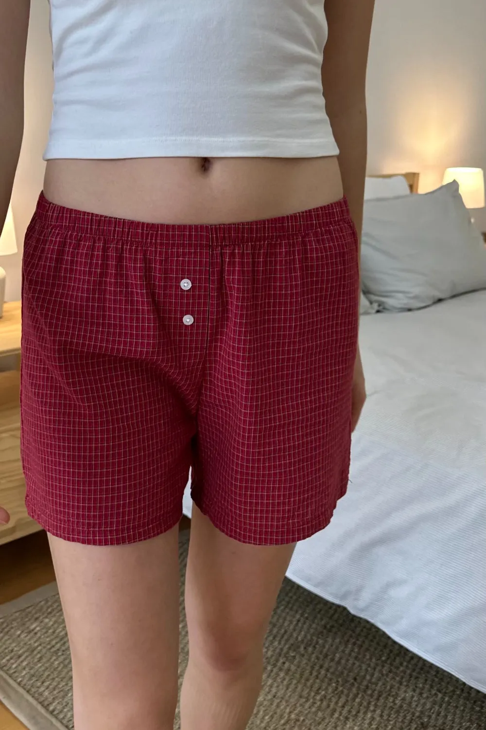 Keira Long Gingham Boxer Shorts sold by Brandy Melville