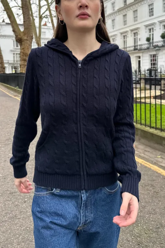 Ayla Cable Knit Zip-Up Sweater made by Brandy Melville