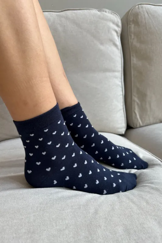 Heart Navy Socks sold by Brandy Melville