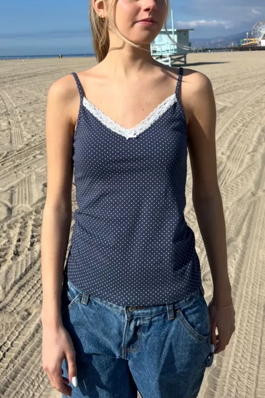 Nicolette Polka Dots Lace Tank sold by Brandy Melville