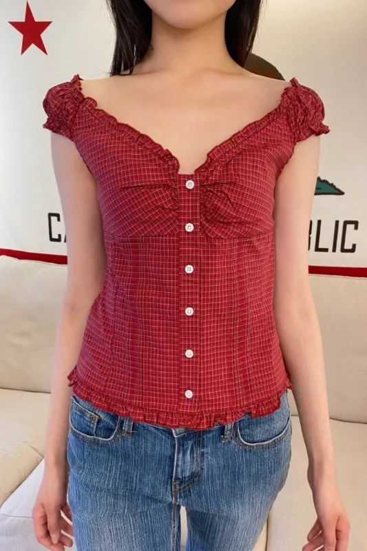 Elena Plaid Top sold by Brandy Melville