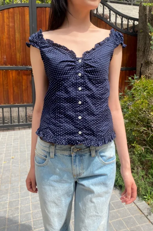 Elena Polka Dot Top sold by Brandy Melville