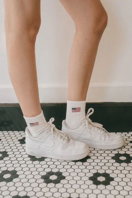 American Flag Crew Socks sold by Brandy Melville