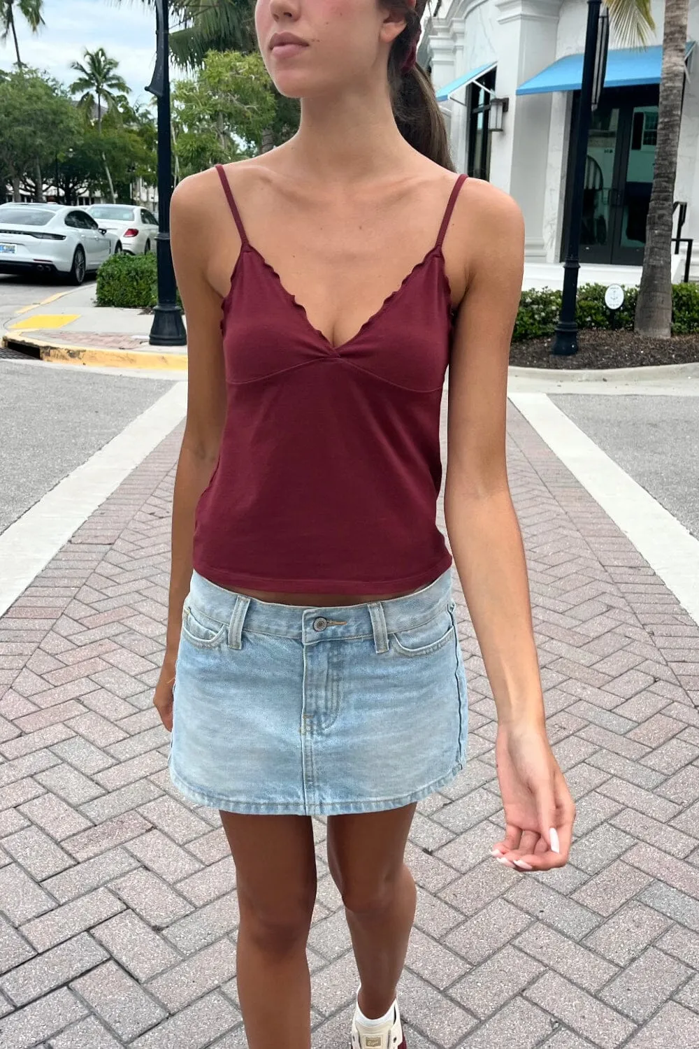 Amara Ruffle Tank sold by Brandy Melville