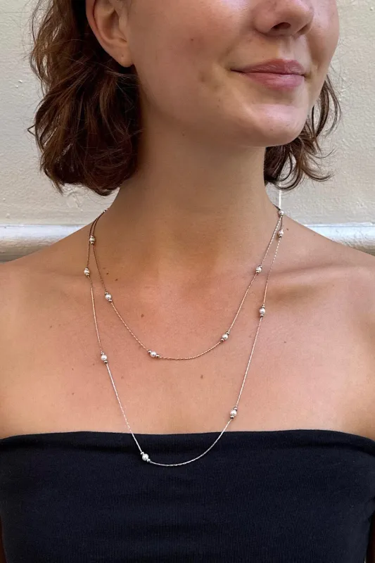 White Beaded Necklace sold by Brandy Melville