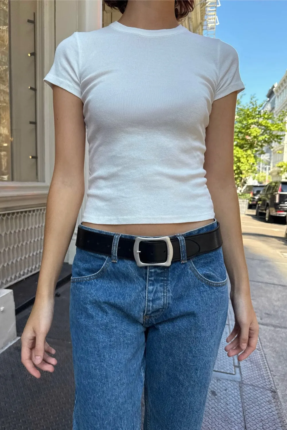 Faux Leather Buckle Belt sold by Brandy Melville