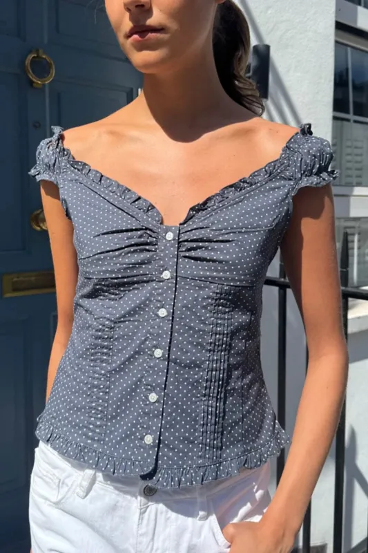 Elena Polka Dot Top sold by Brandy Melville