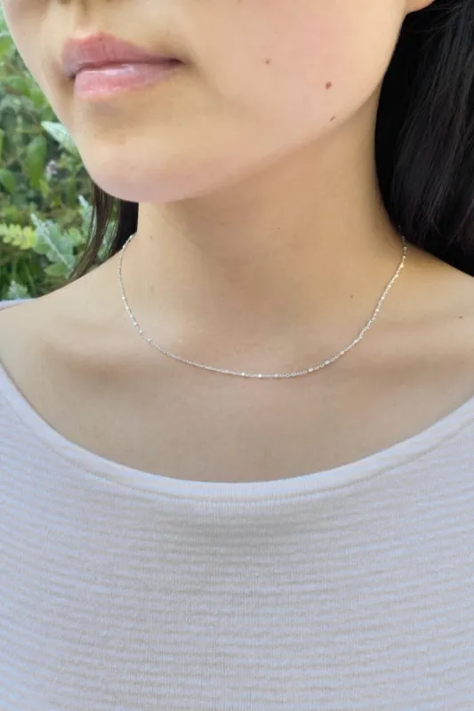 Sterling Silver Beaded Chain Necklace sold by Brandy Melville