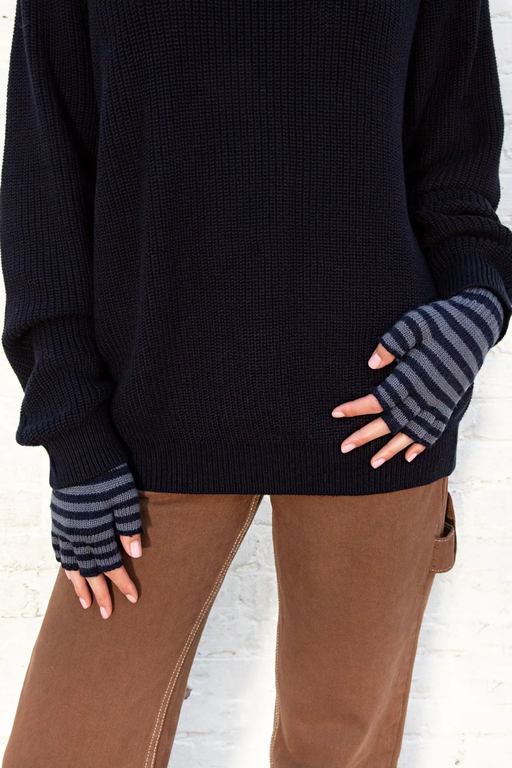 Fingerless Wool Striped Gloves sold by Brandy Melville product image thumbnail 3