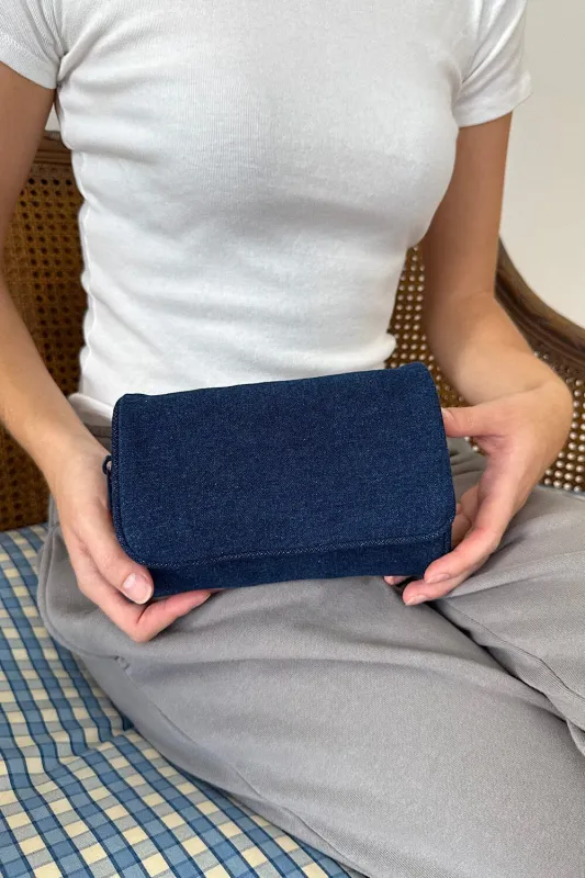Dark Denim Makeup Bag sold by Brandy Melville