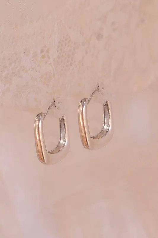 Sterling Silver Rectangle Hoops sold by Brandy Melville