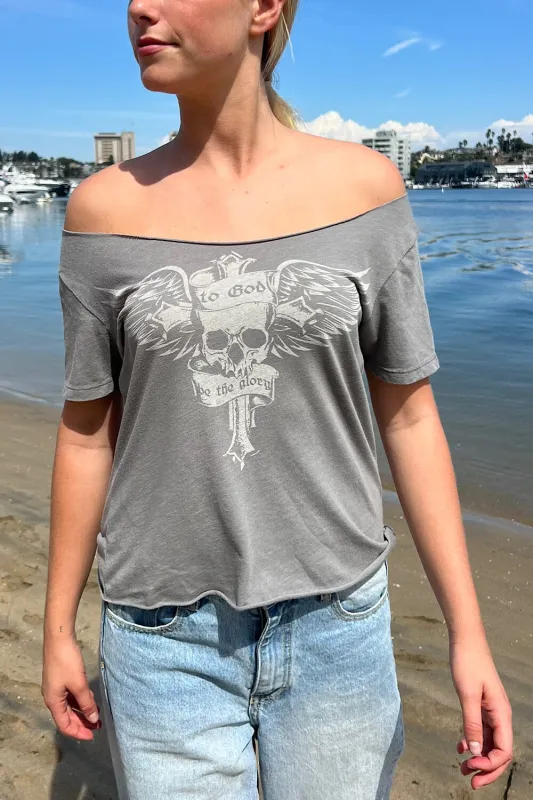 Bonnie Skull with Wings Top sold by Brandy Melville