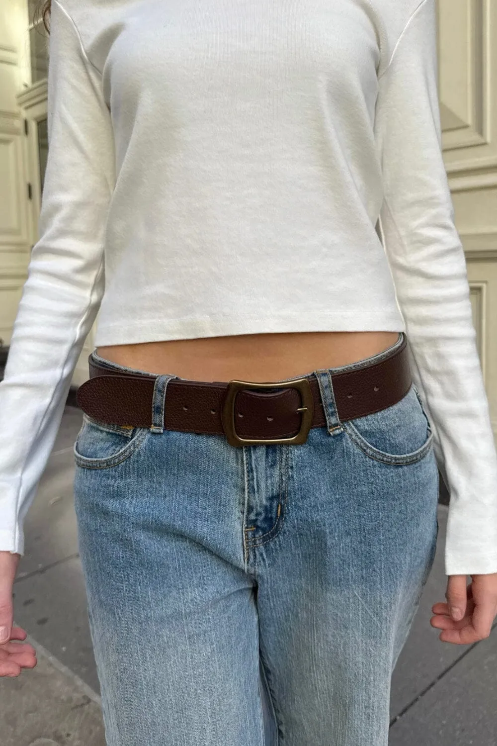 Faux Leather Buckle Belt sold by Brandy Melville product image thumbnail 2