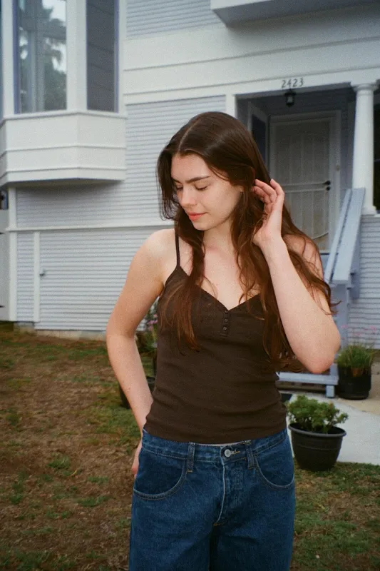 Lorene Button Top sold by Brandy Melville