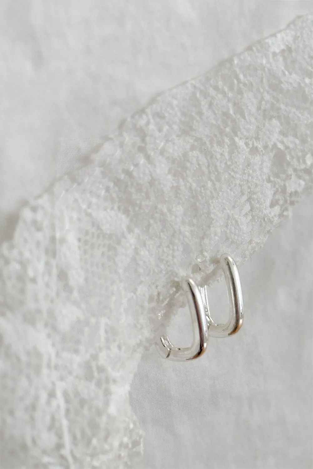 Silver Rectangle Hoop Earrings sold by Brandy Melville