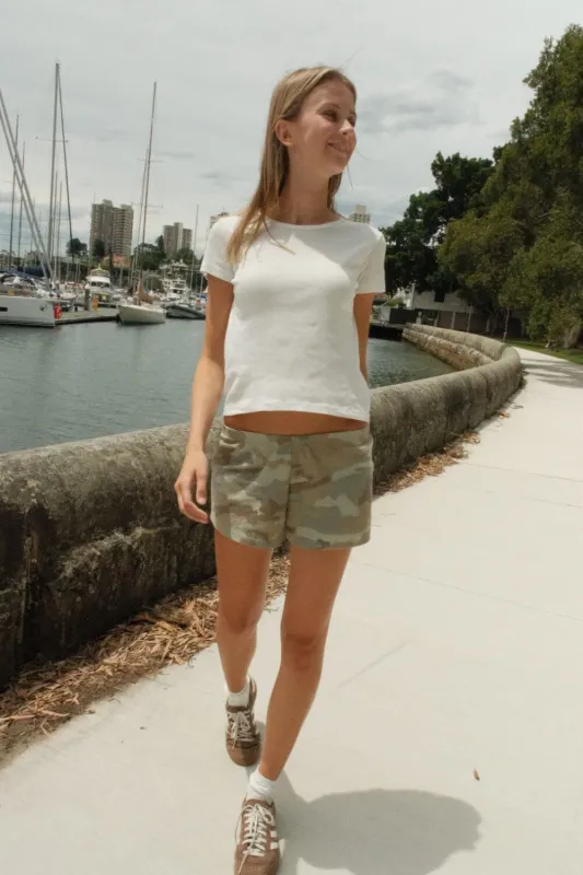 Emery Light Camouflage Shorts sold by Brandy Melville