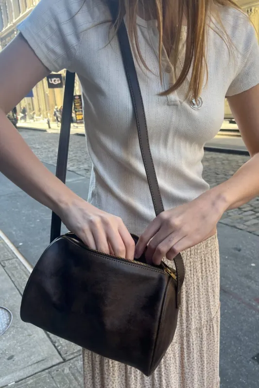 Dark Brown Faux Leather Purse sold by Brandy Melville