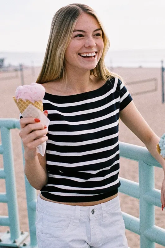 Coral Striped Top sold by Brandy Melville