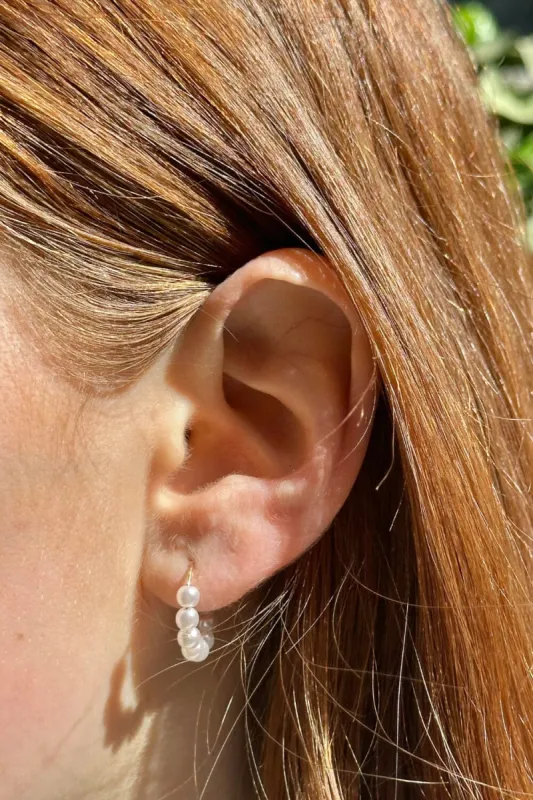 Faux Pearl Hoop Earrings made by Brandy Melville