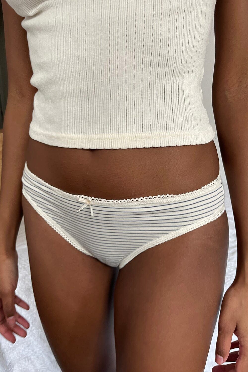 Stripe Scallop Bow Underwear sold by Brandy Melville