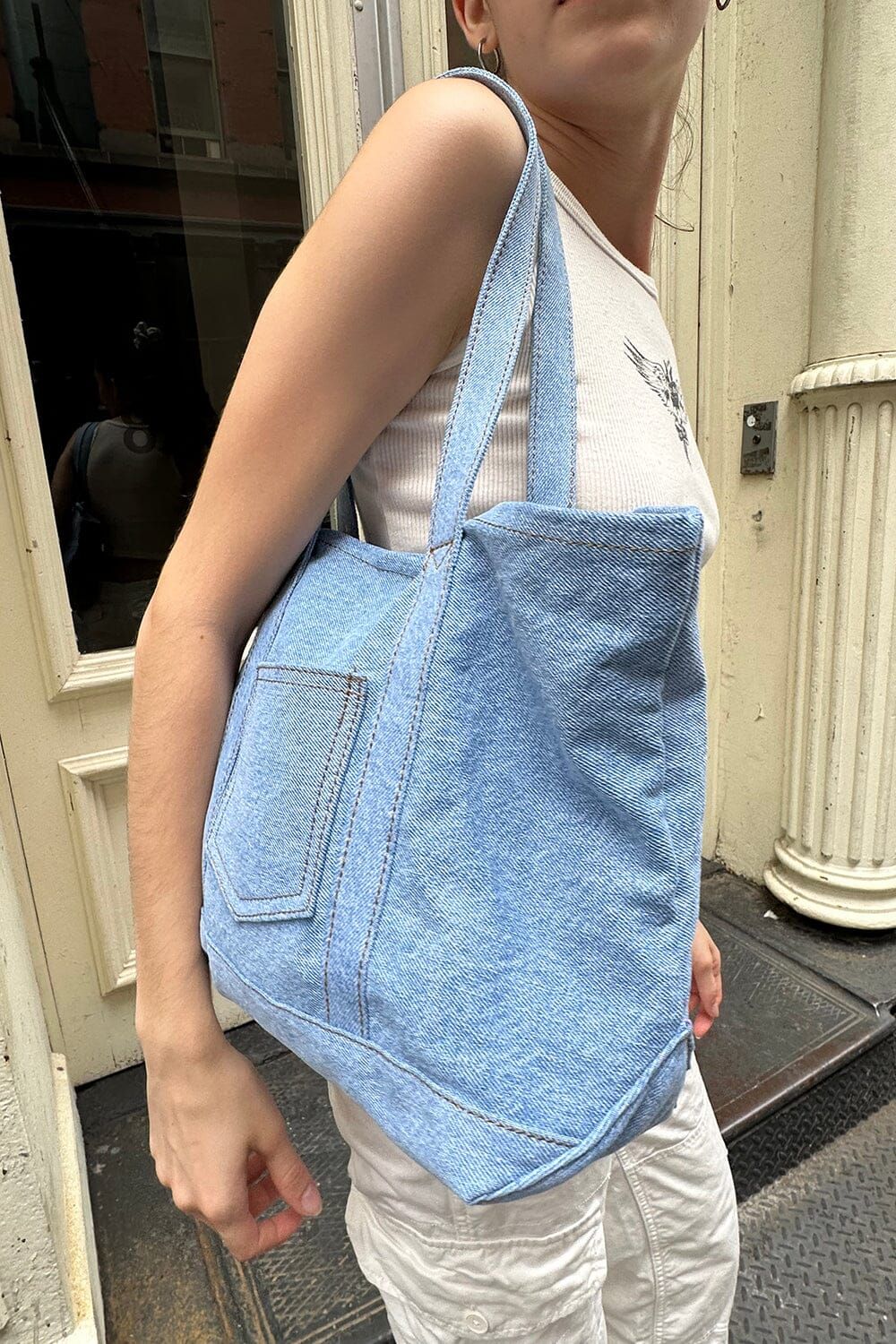 Denim Tote Bag sold by Brandy Melville product image thumbnail 3