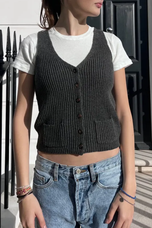 Elizabeth Wool Button Vest Parallel