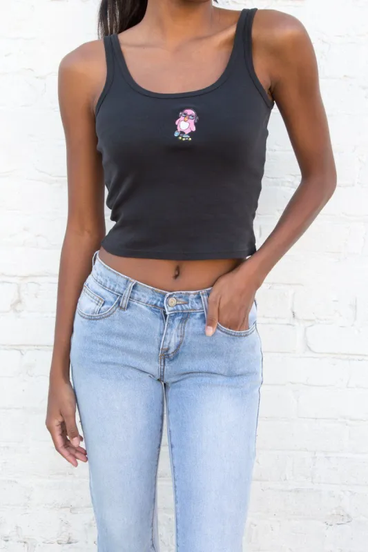 Beyonca Skateboaring Penguin Tank sold by Brandy Melville