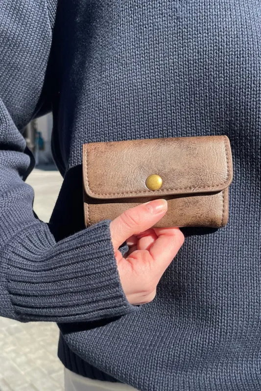 Brown Leather Wallet sold by Brandy Melville