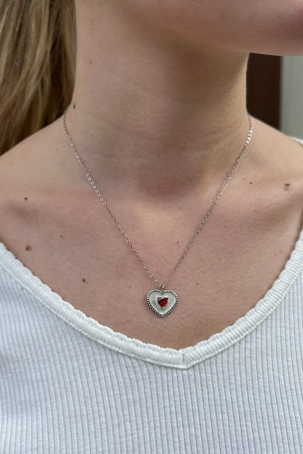 Heart Gem Necklace sold by Brandy Melville