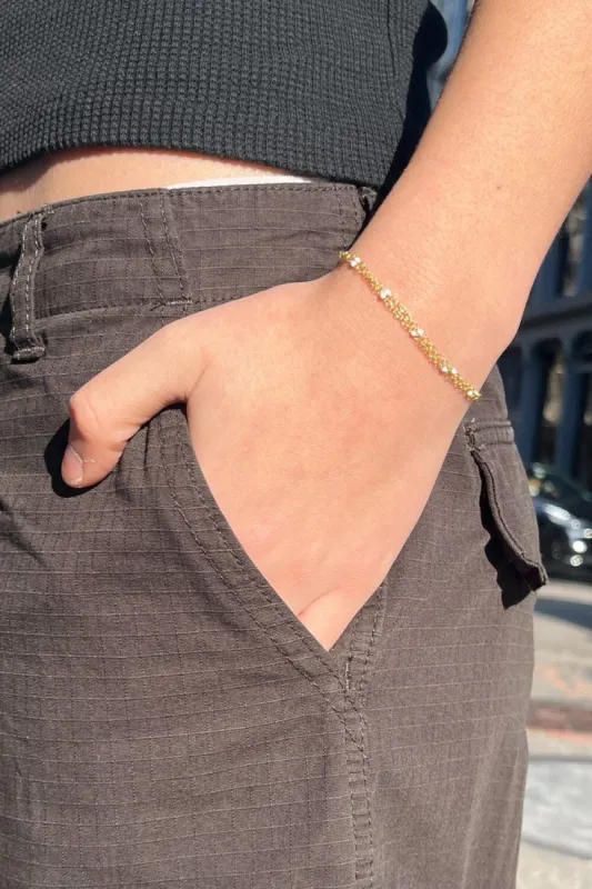Copper Double Chain Bead Bracelet sold by Brandy Melville