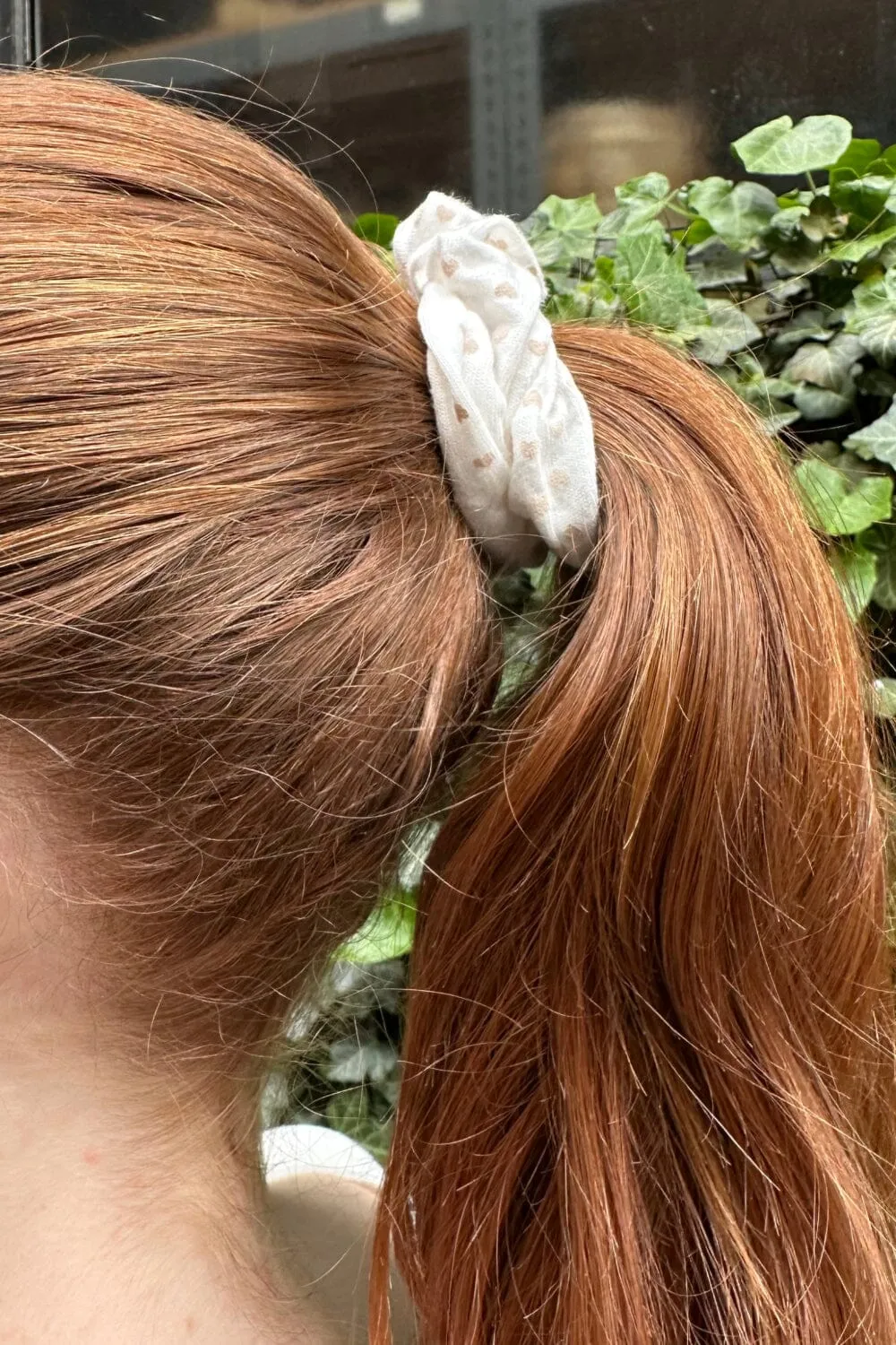 Light Pink Heart Scrunchie sold by Brandy Melville