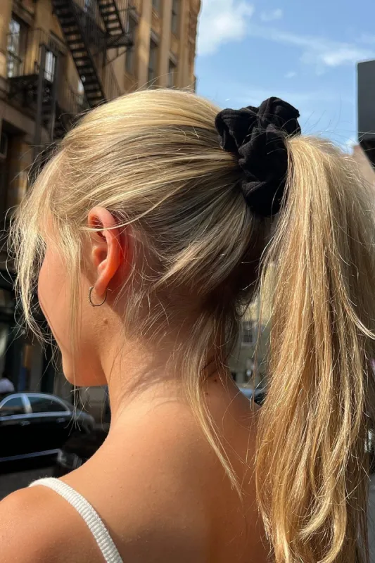 Black Waffle Scrunchie sold by Brandy Melville
