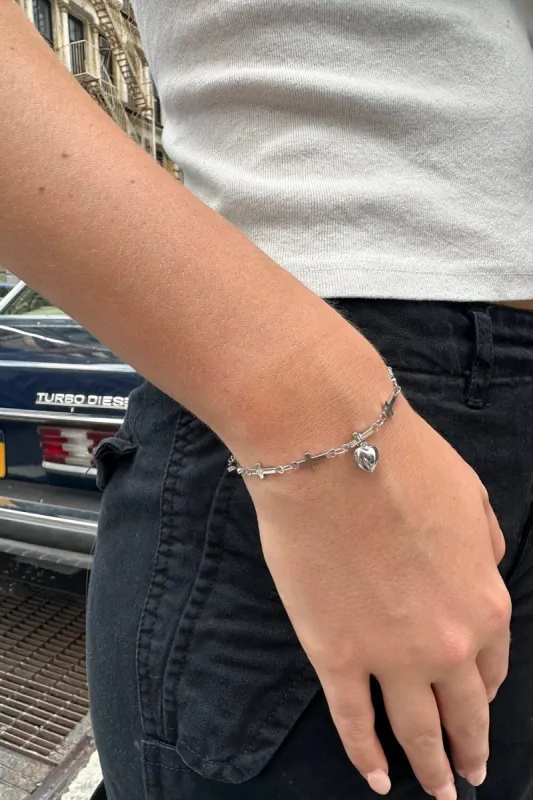 Heart Cross Chain Bracelet sold by Brandy Melville