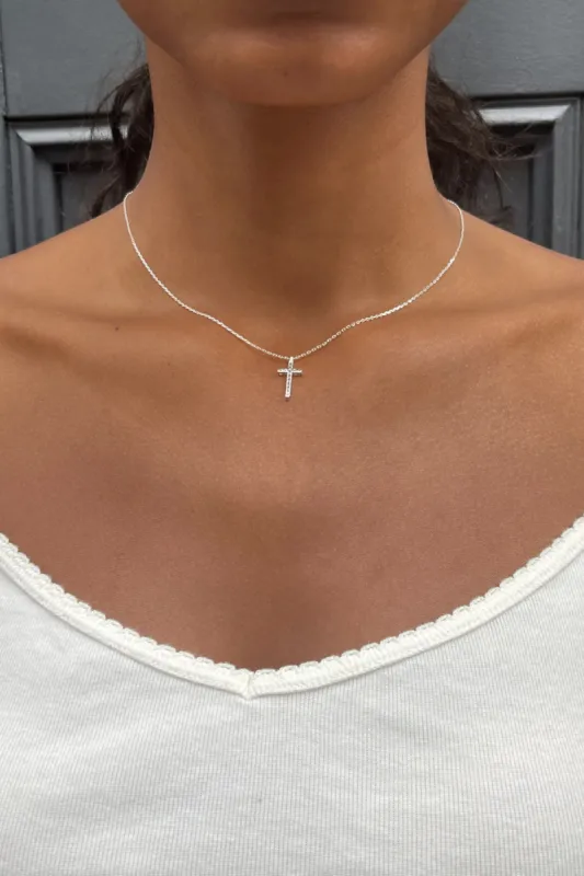 Rhinestone Cross Necklace sold by Brandy Melville