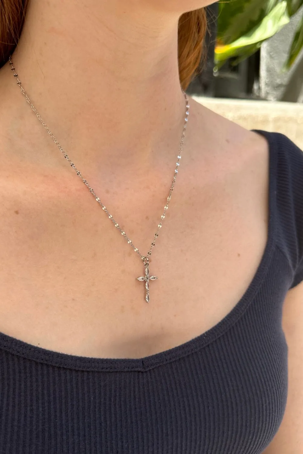 Rhinestone Cross Necklace sold by Brandy Melville product image thumbnail 2