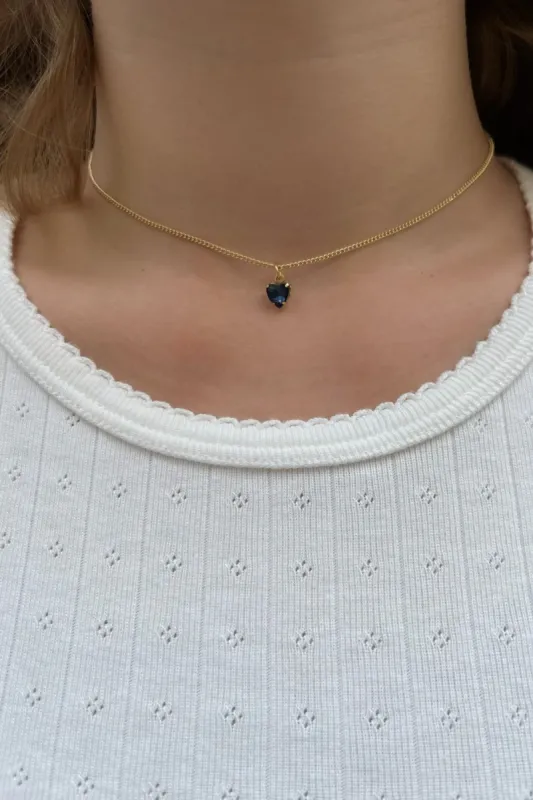 Blue Heart Charm Necklace sold by Brandy Melville