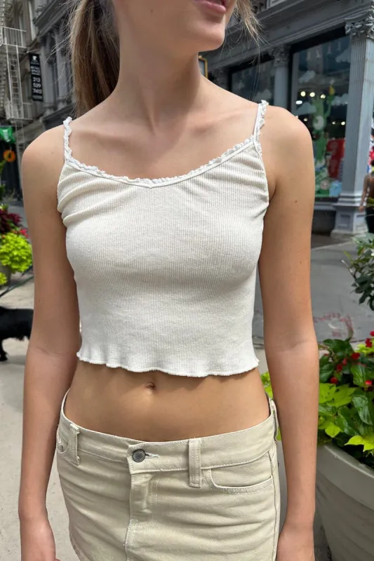 Lorene Ruffle Tank sold by Brandy Melville