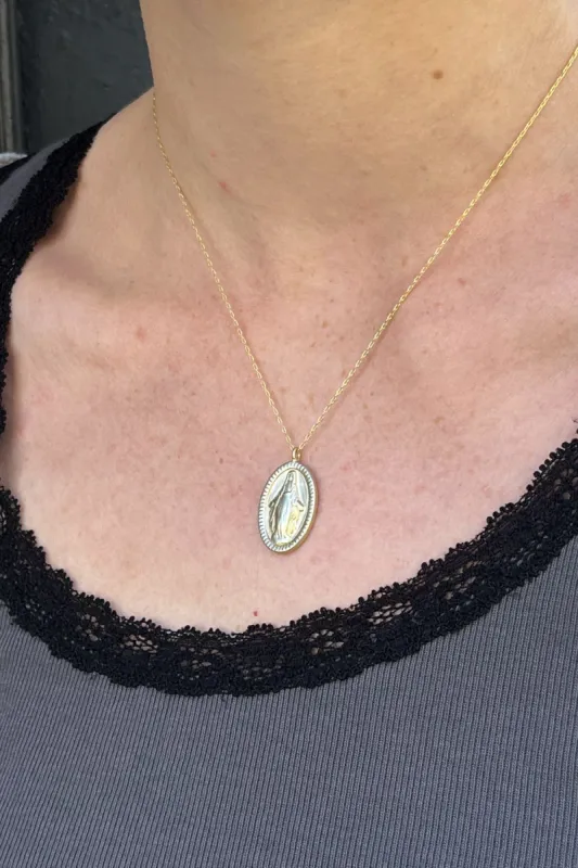 Copper Mother Mary Necklace sold by Brandy Melville