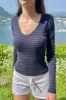 Leah Striped V-Neck Top sold by Brandy Melville