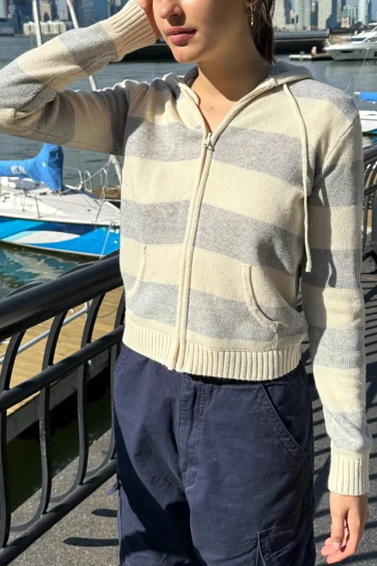 Alana Wool Stripe Zip-Up Sweater sold by Brandy Melville