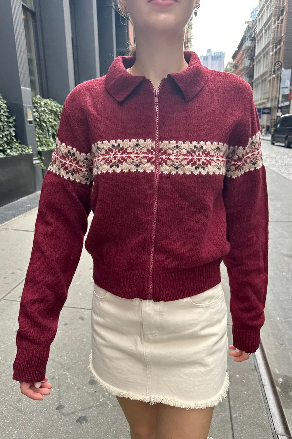 Paola Wool Zip-Up Sweater sold by Brandy Melville