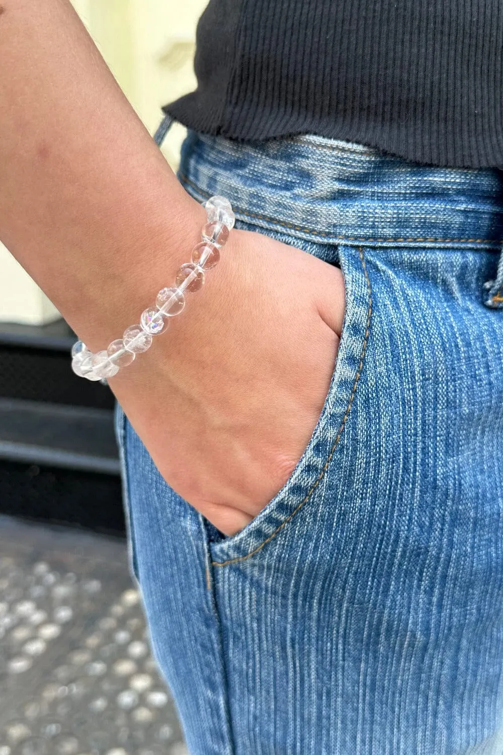 Clear Beaded Bracelet sold by Brandy Melville