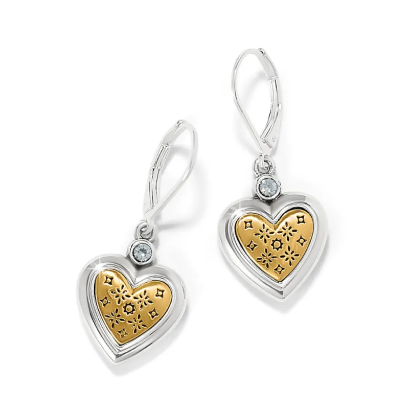 Mosaic Heart Two Tone Leverback Earrings sold by Brighton