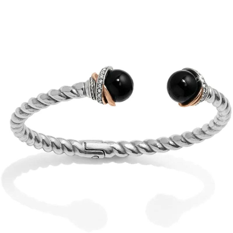 Neptune's Rings Black Agate Open Hinged Bangle sold by Brighton