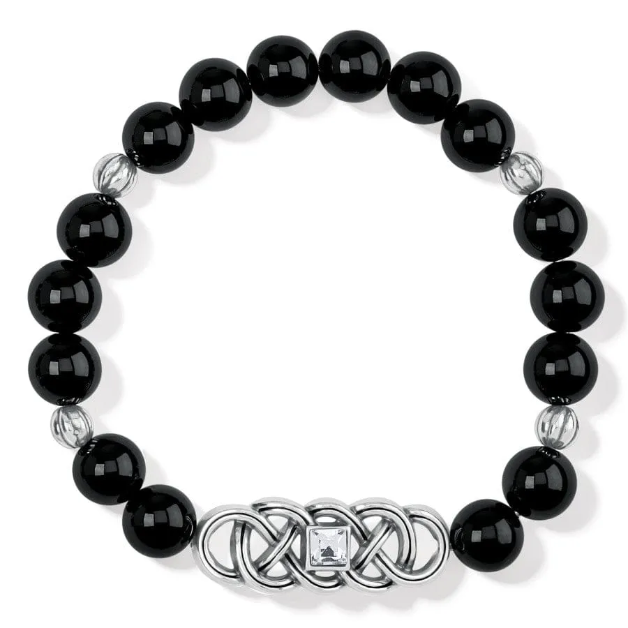 Interlok Lustre Black Agate Stretch Bracelet sold by Brighton