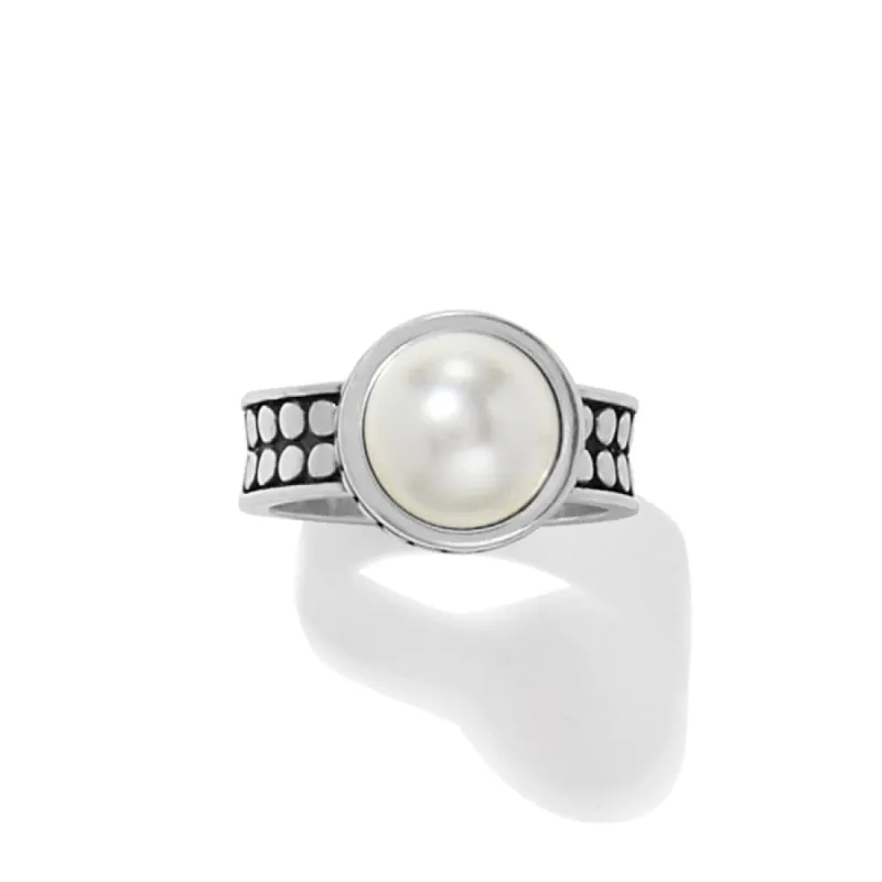 Pebble Dot Pearl Wide Band Ring sold by Brighton