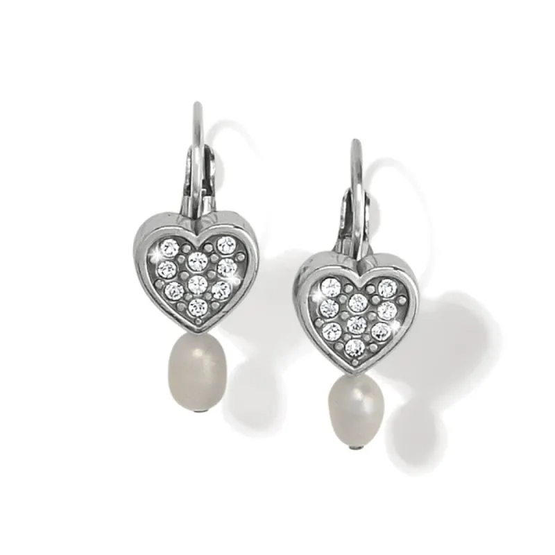 Meridian Zenith Heart Pearl Leverback Earrings sold by Brighton