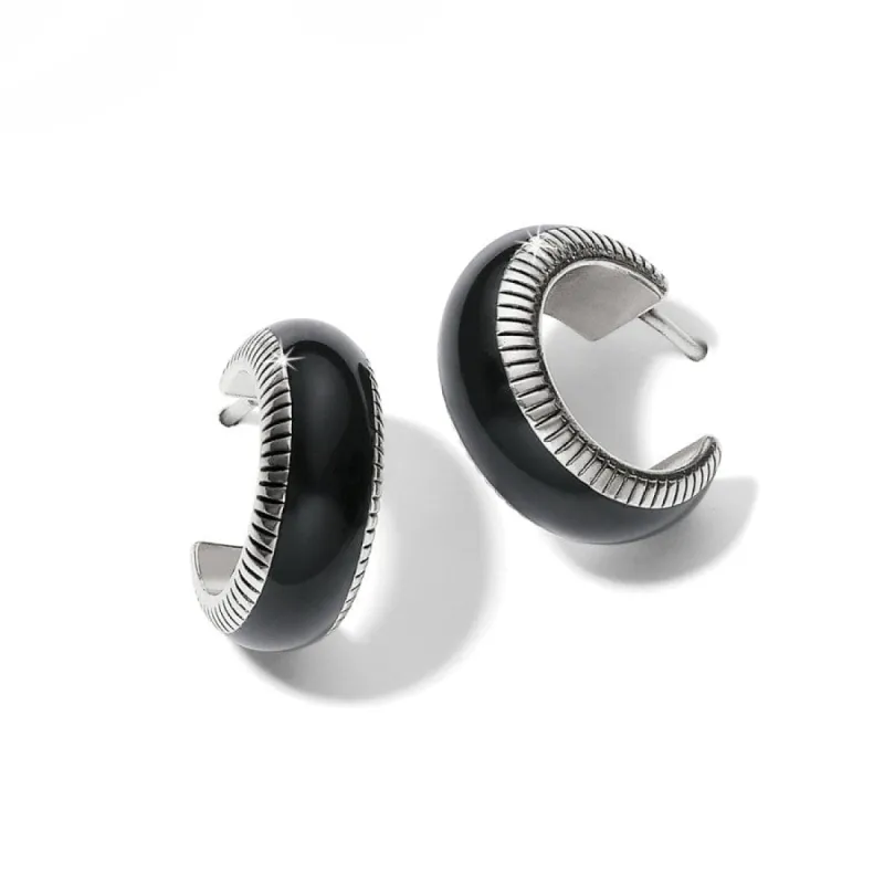 Interlok Noir Small Hoop Earrings sold by Brighton