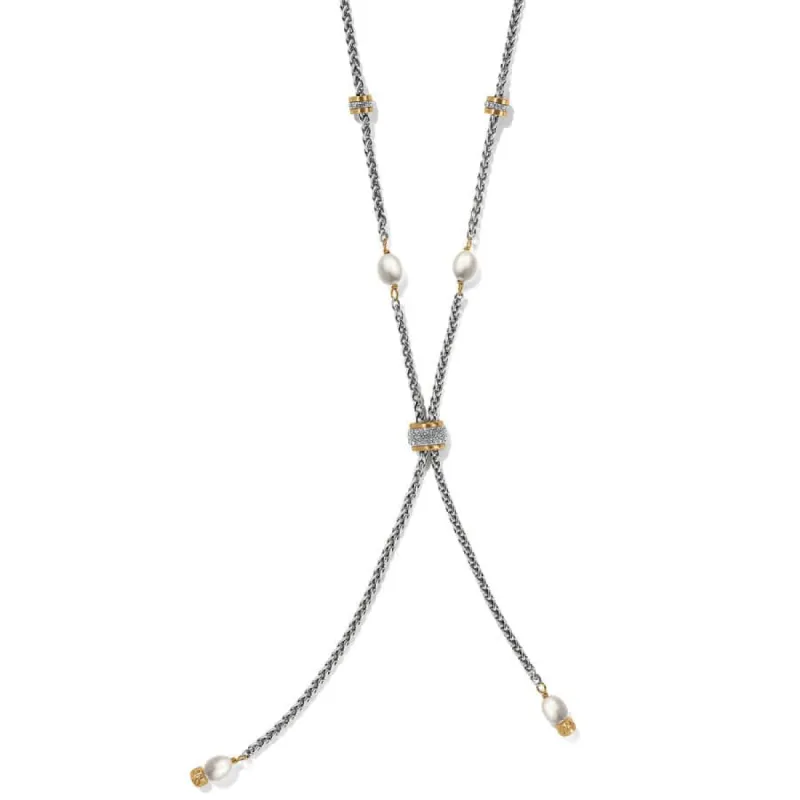 Meridian Petite Pearl Two Tone Y Necklace sold by Brighton