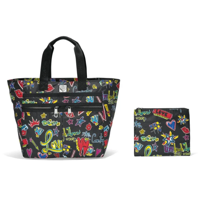 Love Scribble Lock It Super Tote made by Brighton